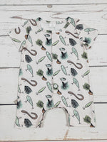 Fish Printed Button Down Romper