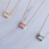 Square Pendant Necklace Diamond Clean