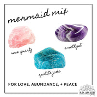 Mermaid Mix + Raw Cognac Amber Necklace 10-11 inches