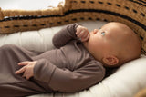 Three Little Tots - Cocoa Brown Ribbed Knotted Newborn Baby Gown sleepwear: Gown & Bow