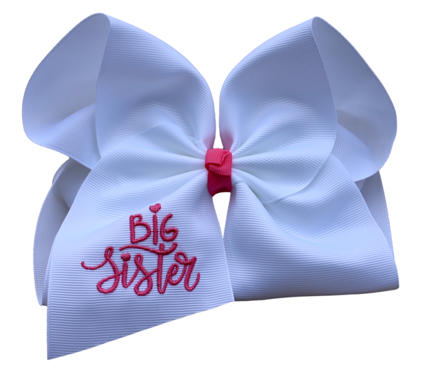Big Sister Embroidered Bow Nylon Headband