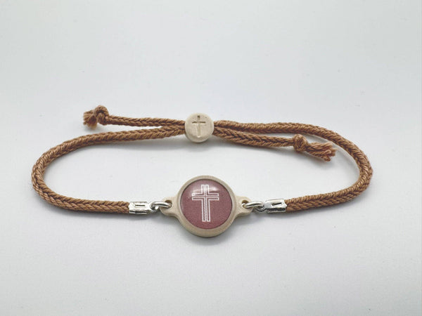 Tap To Pray™ - Survivor Series Handmade Bracelets Mocha + Cross