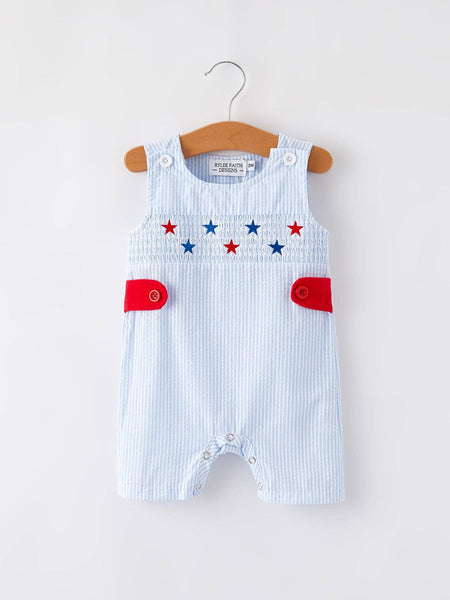 Boys' Smocking Star Embroidered Romper