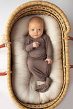 Three Little Tots - Cocoa Brown Ribbed Knotted Newborn Baby Gown sleepwear: Gown & Bow