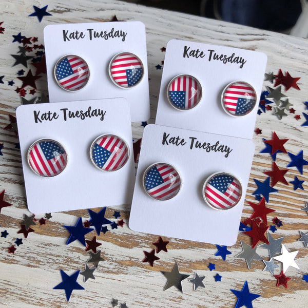 American Flag Earrings 4th Of July