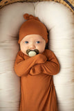 Saddle Longhorn Orange Western Knotted Baby Gown