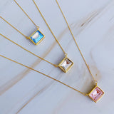 Square Pendant Necklace Diamond Clean