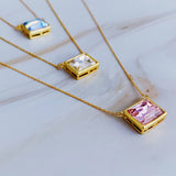 Square Pendant Necklace Diamond Clean