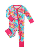 Coral Garden Bamboo Baby Convertible Zippy Romper