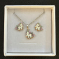 Sterling Silver Unicorn Necklace and Earrings