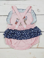Girl Dog Appliqué Patriotic Bubble