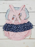 Girl Dog Appliqué Patriotic Bubble