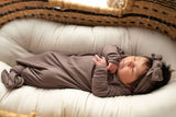Three Little Tots - Cocoa Brown Ribbed Knotted Newborn Baby Gown sleepwear: Gown & Bow