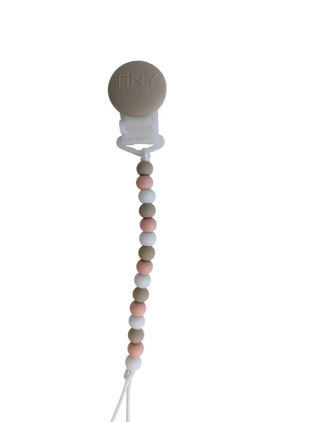 Pacifier Clip: Grey + Mint + Ivory