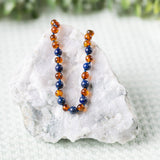 Lapis Lazuli + Cognac Amber Necklace 10-11 inches