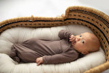 Three Little Tots - Cocoa Brown Ribbed Knotted Newborn Baby Gown sleepwear: Gown & Bow