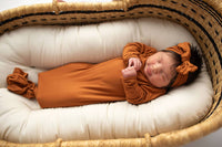 Saddle Longhorn Orange Western Knotted Baby Gown