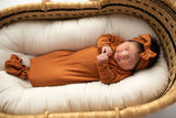 Saddle Longhorn Orange Western Knotted Baby Gown
