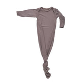 Three Little Tots - Cocoa Brown Ribbed Knotted Newborn Baby Gown sleepwear: Gown & Bow