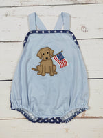 Boy Dog Appliqué Patriotic Bubble