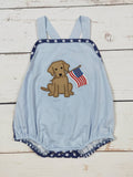 Boy Dog Appliqué Patriotic Bubble
