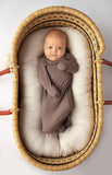 Three Little Tots - Cocoa Brown Ribbed Knotted Newborn Baby Gown sleepwear: Gown & Bow