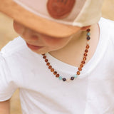 Mermaid Mix + Raw Cognac Amber Necklace 10-11 inches
