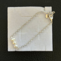 Sterling Silver Three Small Pearl Bracelet