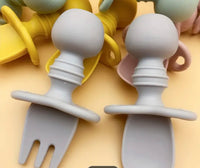 Mini Fork + Spoon Silicone Utensil Set