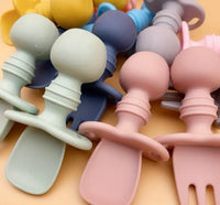 Mini Fork + Spoon Silicone Utensil Set