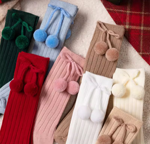 Pom Pom Knee Socks