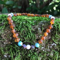 Mermaid Mix + Raw Cognac Amber Necklace 10-11 inches