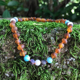 Mermaid Mix + Raw Cognac Amber Necklace 10-11 inches