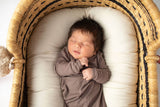 Three Little Tots - Cocoa Brown Ribbed Knotted Newborn Baby Gown sleepwear: Gown & Bow
