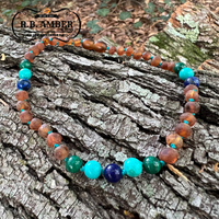 Malachite Mix + Raw Cognac Amber Necklace 10-11 inches