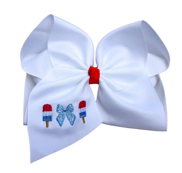 Bows and Popsicles Embroidered Bow