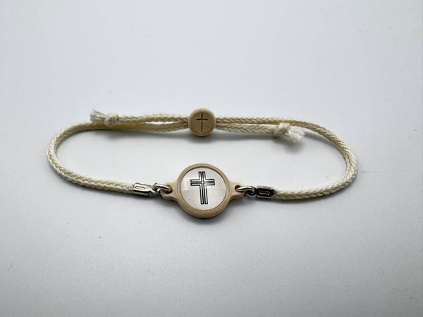 Tap To Pray™ - Survivor Series Handmade Bracelets Vanilla + Cross