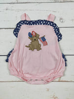 Girl Dog Appliqué Patriotic Bubble