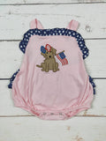 Girl Dog Appliqué Patriotic Bubble