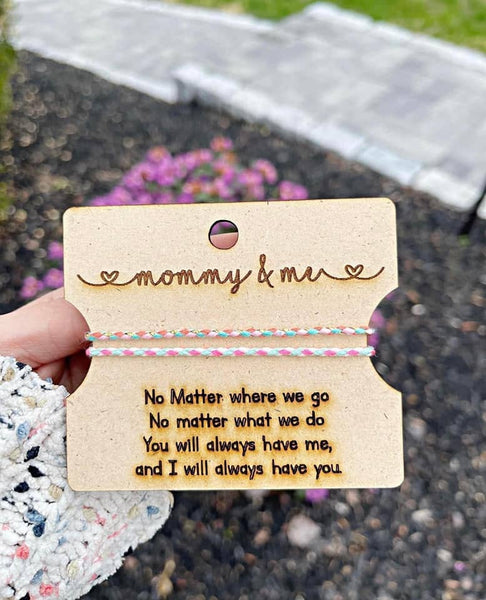 Mommy & Me Wood Bracelet Cards for Mothers Day