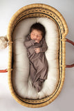 Three Little Tots - Cocoa Brown Ribbed Knotted Newborn Baby Gown sleepwear: Gown & Bow
