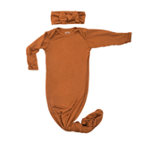 Saddle Longhorn Orange Western Knotted Baby Gown