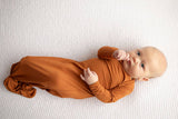 Saddle Longhorn Orange Western Knotted Baby Gown
