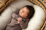 Three Little Tots - Cocoa Brown Ribbed Knotted Newborn Baby Gown sleepwear: Gown & Bow