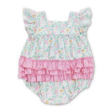 Pink Ruffle Floral Romper