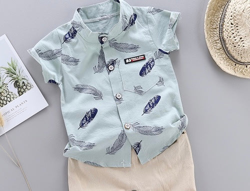 Boys Feather Casual Shirt & Shorts