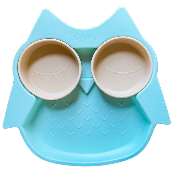 Getting Sew Crafty - Owl Divided Plate (w/ suction) - Mint