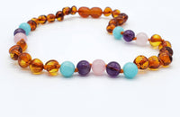 Kids | Cognac Amber + Mermaid Mix Gemstone Necklace