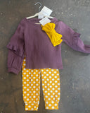 Purple Top w/ Mustard Dot Joggers