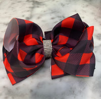 Large Black & Red Checkered Bow